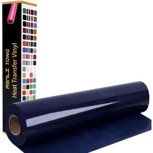 RENLITONG Navy Iron on Vinyl 12Inch by 15ft Roll HTV - Heat Transfer Vinyl for T-Shirt HTV Rolls for All Cutter Machine - Easy to Cut & Weed for Heat Transfer Design