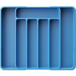 Kitsure Cutlery Drawer Organiser for Kitchen - Adjustable Cutlery Tray for Effortless Utensil Sorting, Versatile Kitchen Storage & Organisation Solution, 12.13" x 1.54" x 8.07"~13.90", Dark Blue (Medium)