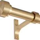 16-86 Inch Curtain rods, 1 Inch Diameter Splicing and Telescoping Structure Window Treatment Rods Set Adjustable Drapery Rods Heavy Duty Pole, Warm Gold