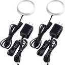 Single Under Cabinet LED Puck Light, Curio Display Case Shelf Counter Accent Lighting, 120V Electric Wired Wall Plug in, On Off Switch, Black Cords, 2 Packs, Daylight