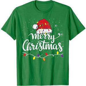 Merry Christmas Lights Red Santa Hat Xmas Family Men Women T-Shirt S