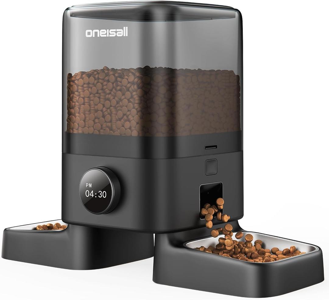oneisall Automatic Cat Feeder for 2 Cats, 20 Cups/5L Auto Cat Feeder, Automatic Cats Food Dispenser for Small Pets Indoor, Timed Pet Feeder for Dry Food