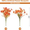 Alupssuc 48 Bundles Artificial Mums Flowers for Outdoors Decoration, UV Resistant Silk Violet Faux Colorful Violet Eucalyptus Fall Fake Plants for Outside Indoor Yard Home Patio Porch Decor, Autumn