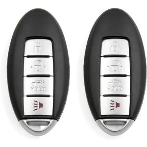 X AUTOHAUX 2pcs 4 Buttons Uncut Insert Key Fob Remote Control Key Case Shell for Nissan Altima 2007-2012 Maxima 2010-2014 Replacement KR55WK48903