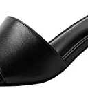 PIZZ ANNU Women's Square Open Toe Heels Sandals Low Block Chunky Heeled Sandal Slip on Mules Comfortable Casual Dress Pumps Shoes Size 9