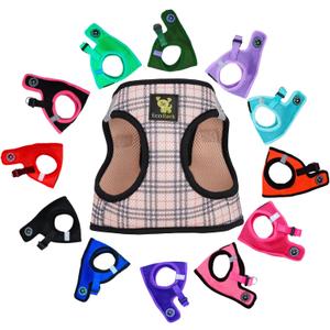 EcoBark Step in Dog Harness - Reflective and Adjustable Body Halter Vest - Soft Mesh Harness (Beige Plaid) (XL- 20 to 26 lbs - Chest Up to 20 in (Pack of 1))