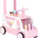 Asweets Wooden Baby Push and Pull Walker with Wheels, Learining Acticity Walker for Boys & Girls, Multiple Activities Center, Develops Motor Skills & Stimulates, 17.3''L x 9.1''W x 18.1''H