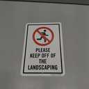 SmartSign 10 x 7 inch Please Keep Off Of The Landscaping LawnPuppy Yard Sign and 18 inch Stake Kit, 40 mil Laminated Rustproof Aluminum, Red, Black and White, Set of 1, Made in USA