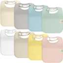 KeaBabies 8-Pack Organic Baby Bibs for Boys, Girls - Super Absorbent Cotton Drool Bibs for Baby Girl & Boy, Teething Toddler, Drooling Newborn, Ultra Soft & Machine Washable (Dawn)