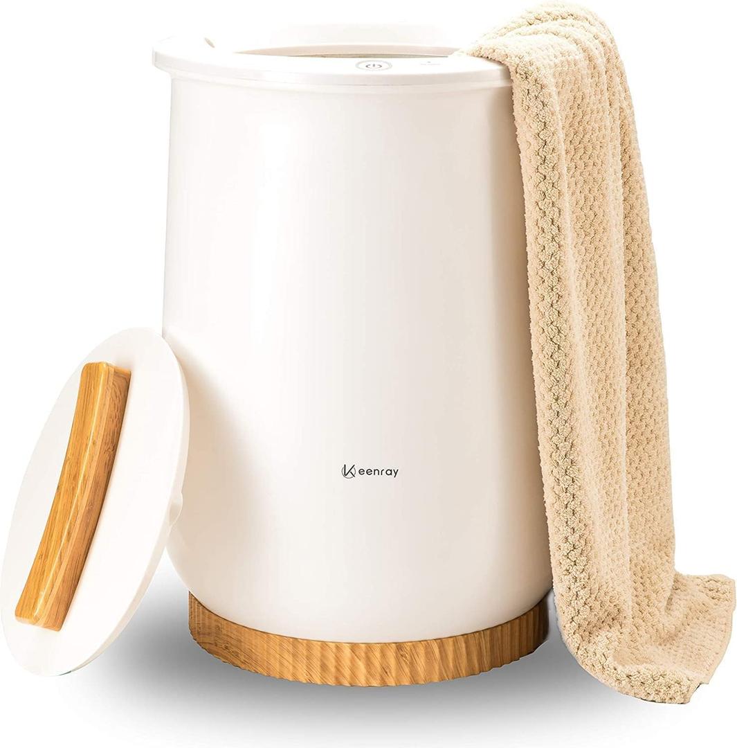 Keenray Bucket Style Towel Warmers, Luxury Bucket Towel Warmer, Large Towel Warmer for Bathroom, Auto Shut Off, Fits Up to Two 40"X70" Oversized Towels, Bathrobes, Blankets, PJ's and More, White, CL1, 20 Liters