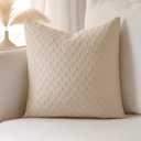 20x20 Pillow Covers 100% Cotton Beige Pillow Covers Decorative Neutral Pillow Covers Couch Pillows for Living Room Set of 1, Natural Cotton, STL001