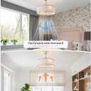 20" Gold Caged Boho Fandelier Ceiling Fan with Light & Remote Control - Bladeless Chandelier Fan, 6 Speed Quiet Reversible Motor for Bedroom, Nursery, Living Room