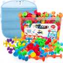 ODELA Genius Suckers 155Pcs Suction Toy Kids Sensory Toys  Baby Toy Suckers Building Toys  STEM Development Sucker Toys for Kids  Colorful Suction Toy for 3 Year Olds  Interactive Bath Toy Set
