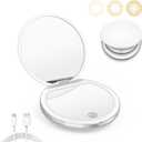 Kakuje Compact Mirror with Light, 1X/3X Magnification LED Pocket Mirror with USB Data Cable,Mini Mirror for Purse, Pocket,Travel and Present (White)