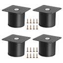 OwnMy 4PCS 2 Inch Stainless Steel Furniture Legs Feets Metal Cabinet Desk Legs, Black Round Metal Furniture Risers Coffee Table Replacement Legs Heavy Duty Sofa Legs TV Stand Legs Dresser Chair Legs