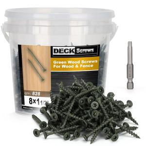 Deck Screws #8 x 1-1/2, T25 Star Torx Drive Flat Head Wood Screws, Green, 5lb