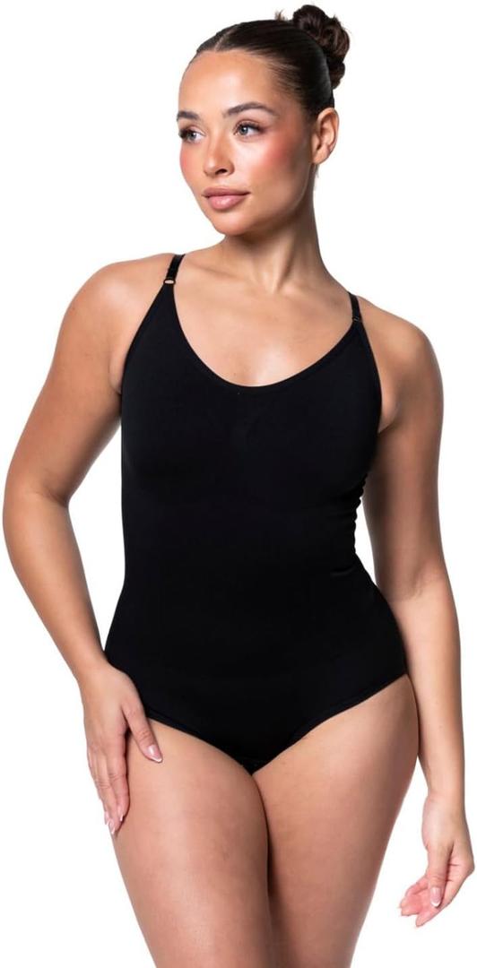 Snatched Women's Shapewear Bodysuit Tummy Control Body Shaper - Seamless Sculpting Waist Body Suit (Large, Black)