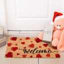 Blosssound Valentine's Day Natural Coir Doormat 17x29 Inch Love Heart Rugs Welcome Nature Coir Kitchen Mats Non Slip Entrance Floor Rugs for Indoor and Outdoor Holiday Decor Supplies