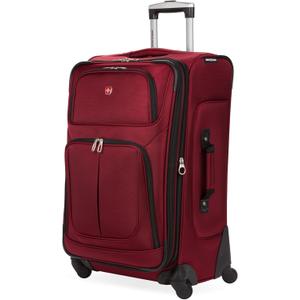SwissGear Sion Softside Expandable Luggage, Burgundy, Checked-Medium 25-Inch