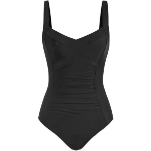 Black Ruched Tummy Control One-Piece Swimsuit 14