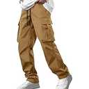 DOWMQ Men's Casual Cargo Pants Workout Sweatpants Joggers Stretch Hiking Drawstring Tactical Trousers, 2XL