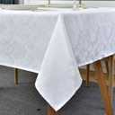 SASTYBALE White Tablecloth Rectangle  Jacquard Damask Tablecloth, Waterproof & Stain Resistant Soft Polyester Tables Cloth, Washable Table Cover for Dining, Party, Indoor, Outdoor  52x70 Dinner Party
