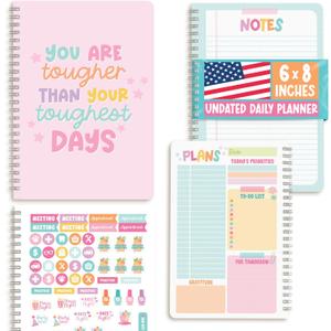 Undated Daily Planner Notebook - Undated Planner Notebooks, Daily To Do List Planners, To Do List Notebook for Work Organization, Day Schedule Planners for Kids and Adults