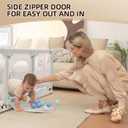 Playpen for Babies and Toddlers,73"x71"Baby Playpen with Mat IndoorOutdoor with Breathable Play Pen with Ocean Balls Hanging Pocket Basketball Hoop and Football Goal (Lighr Grey with Mat, 73"x71")