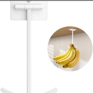 Pack of 3 Josmimic Bananas Hanger Hook Holder Stand - Fold Up Banana Hook Under Cabinet Adhesive, Keeps Bananas Fresh, White
