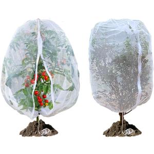 Fruit Tree Netting, RIFNY 3.9 x 3.3 FT Blueberry Bush Netting Cover with Zipper Drawstring, Outdoor Mosquito Net Garden Netting Cover Protector Plant from Birds Cicadas Animals Insect (2 PCS, White)