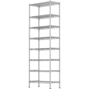 GIOTORENT 8-Wire Garage Shelving Storage Shelves, Kitchen Storage Adjustable Shelf, Metal Shelves 1600Lbs Capacity 24" W x 14" D x 72.2" H for Laundry Bathroom Pantry Closet, Silver, 14.0D x 24.0W x 72.2H