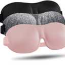 LKY DIGITAL Sleep Mask for Side Sleeper 3 Pack, Blackout 3D Eye Mask for Sleeping, Night Blindfold for Men Women (Gray & Black & Pink)