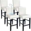 PU Leather Bar Stool Covers with Backs, Waterproof Bar Stool Chair Covers Washable & Wipeable High Back Barstool Slipcovers Chair Protctor for Pub, Counter, Cafe, Dining Room (PU White, 4 Pack) (Cream)