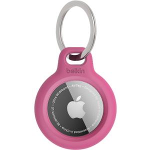 Belkin Apple AirTag Secure Holder with Key Ring - Durable, Scratch-Resistant Case with Open Face & Raised Edges - Protective AirTag Keychain Holder Accessory for Keys, Pets, Luggage, & More - Pink