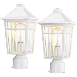 Darkaway Outdoor Post Lights Lamp Post Light Fixture, Waterproof Aluminum Housing with Glass, Fence Post Deck Lighting for Garden, Patio, Pathway (2 Pack, White)