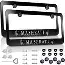 2 Pcs Fit Maserati License Plate Frame, Applicable to Standard US Premium Aluminum Alloy License Plate Cover, Accessories Included