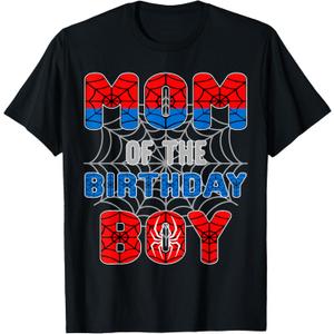 Spider Web Birthday Party Mom of The Birthday Boy T-Shirt Small