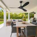 Obabala Black Outdoor Ceiling Fan, 52 in Ceiling Fans No Light with Remote Control, 3 Blades, 6 Speed Reversible DC Motor Modern for Patios, Living Room, Bedroom, Porch