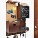 Key Holder Wall Mount Mail Organizer Key Holder for Wall with Shelf, Drawer, Chalkboard, Corkboard, Home Decor Wall Mounted for Room Entryway(Vintage Brown) (Vertical)