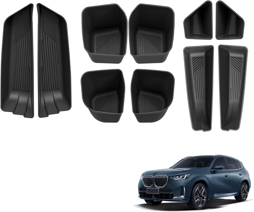 smabee 10PCS Front & Rear Door Side Storage Box for BMW X3 2025 2026 Accessories Insert TPE Interior Armrest Box Insert Tray Black