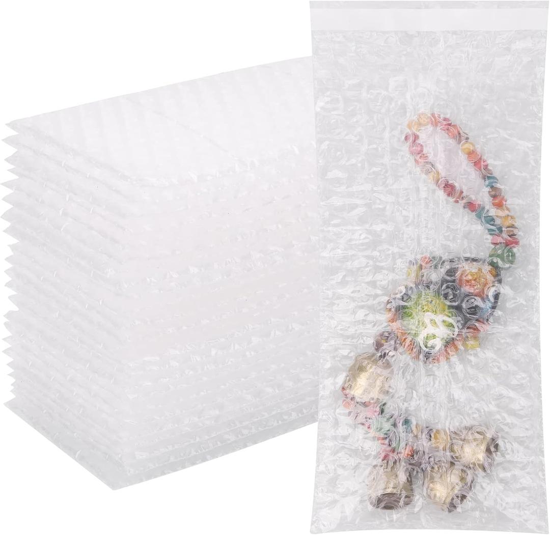 70Pack Self-Seal Bubble Out Bag Pouches 4 x 8 Inch Small Bubble Pouches Bags, Double Walled Bubble Cushioning Bags, Self-Sealing Protective Wrap Cushioning Bags for Shipping, Packing, Moving