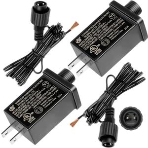 2Pack 12V 0.75A Replacement Yard Inflatable Adapters Class 2 Power Supply with 2 10ft Extension Cords Transformer US Plug for LED String Lights Christmas Halloween Decoration