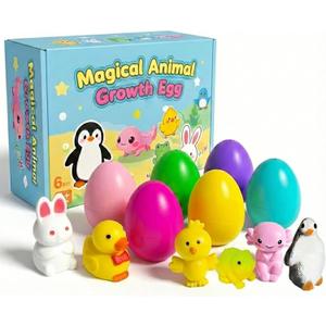 6 Pack Magical Water Hatching Eggs  Grows 600% Surprise Animal Toys for KidsAdd Water to Hatch Axolotl,Penguin,Duck& More Gift for Basket Stuffers, Birthday Party Favors Boys&Girls