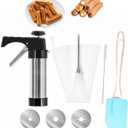 Churro Maker Machine Churrera and Piping Bag Churros Filler Hollow Churro with a Large Needle and 3 Nozzlessilicone spatula