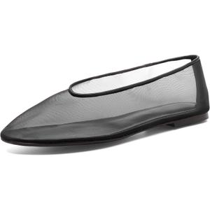 Women's Fine Mesh Ballet Flats,Round Toe Ballerina Shoes,Casual Slip On Mary Jane Flats,Comfortable Daily Dress Shoes (9, Black3)
