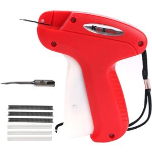 2 x Fine Stitch Gun for Clothes, Stitch Gun Quick Clothing Fixer with 2 Needles & 5000 Micro Fasteners(2500 Black & 2500 White),Tagging Gun, Hemming Gun Red