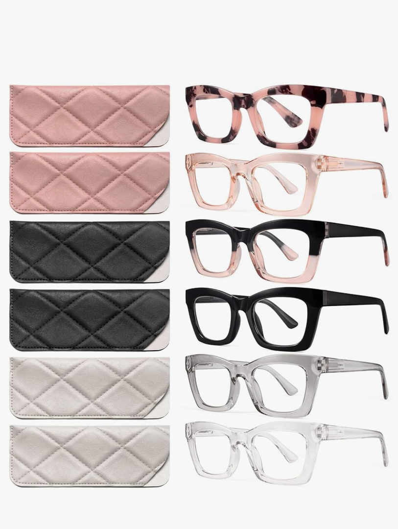 CCVOO Stylish Reading Glasses for Women, Eyeglasses, Blue Light Readers for Women, Computer Eye Glasses, Cheaters, A1 Mix, +2.75