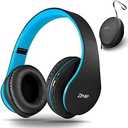 ZIHNIC Bluetooth Headphones Over-Ear, Foldable Wireless and Wired Stereo Headset Micro SD/ TF, FM for Cell Phone, PC, Soft Earmuffs &Light Weight for Prolonged Wearing (Black/ Blue)