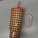 Meoky 40 oz Christmas Tumbler with Handle and Straw, Xmas Tumbler with Lid and Straw, Insulated Stainless Steel Travel Mug, for Women Men Adults (Winter Plaid)