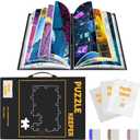 Puzzle Storage Folder for 1500pcs with Labeling Tabs & Name Card Pocket, Portable Puzzle Keeper,Jigsaws with Handle,32.6 * 25.2in(Inner Page), Black